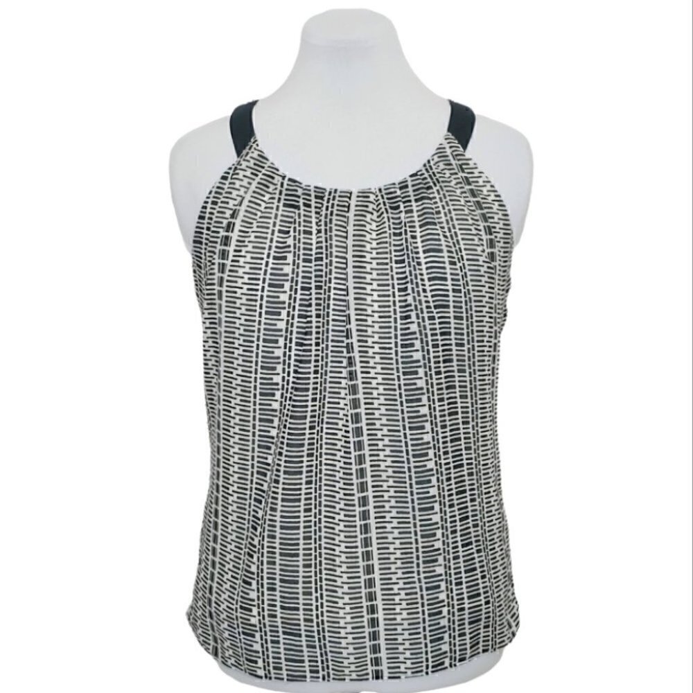 BANANA REPUBLIC Black and white gathered pleated neckline camisole